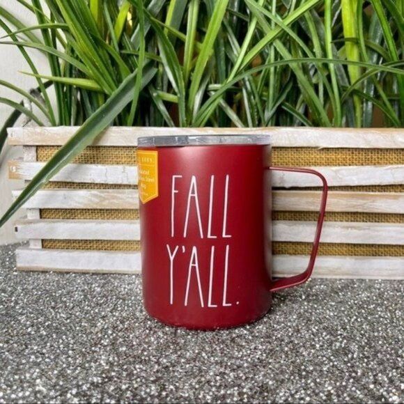Rae Dunn Mug Burgundy Fall Y’all Stainless Steel 12 oz Coffee Cup New - Picture 1 of 6